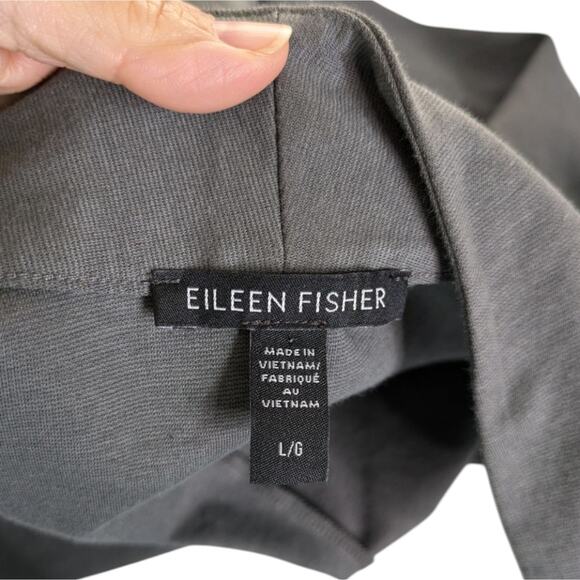 Eileen Fisher Organic Cotton Jersey High Collar Jacket Large Gray Neutral - Picture 9 of 11